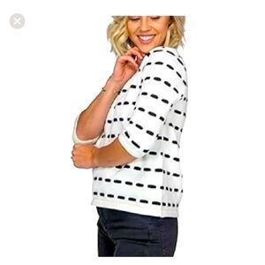 Roolee black white short sleeve knit sweater.  Women's size M